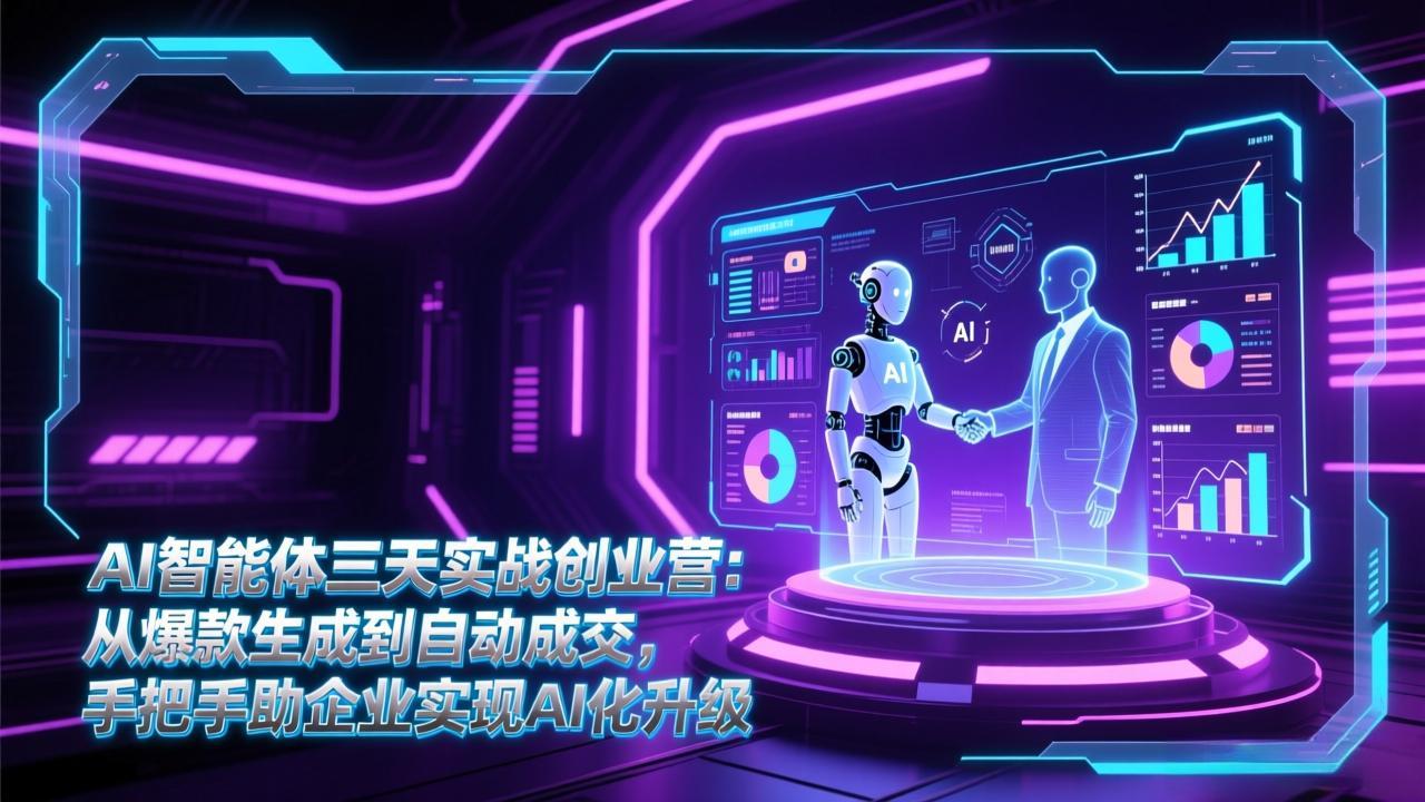 AI智能体三天实战创业营：从爆款生成到自动成交，手把手助企业实现AI化升级-鼎铸网