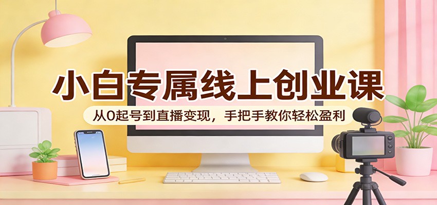 小白专属线上创业课:从0起号到直播变现,手把手教你轻松盈利-鼎铸网
