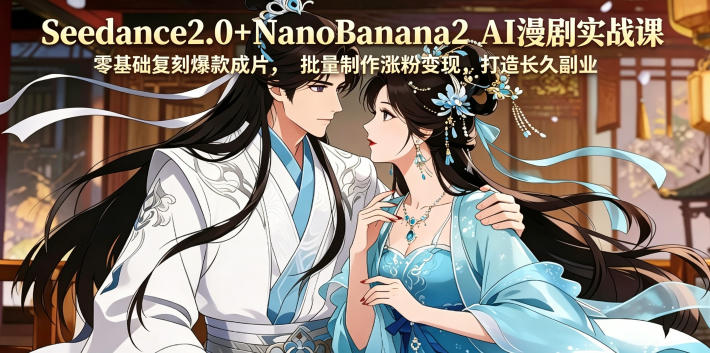 Seedance2.0+NanoBanana2 AI漫剧实战课,零基础复刻爆款成片涨粉变现,打造长久副业收益-鼎铸网