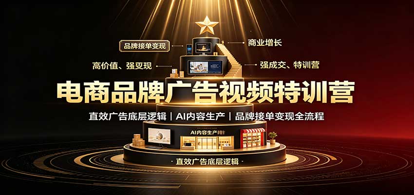 电商品牌广告视频特训:直效广告底层逻辑,AI内容生产,品牌接单变现全流程-鼎铸网