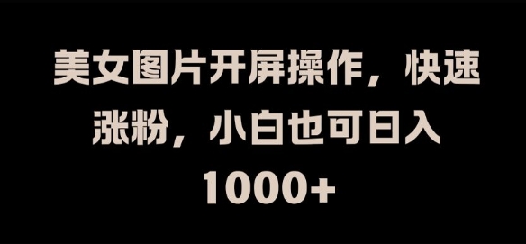 美女图片开屏操作，快速涨粉，小白也可日入1k【揭秘】-鼎铸网