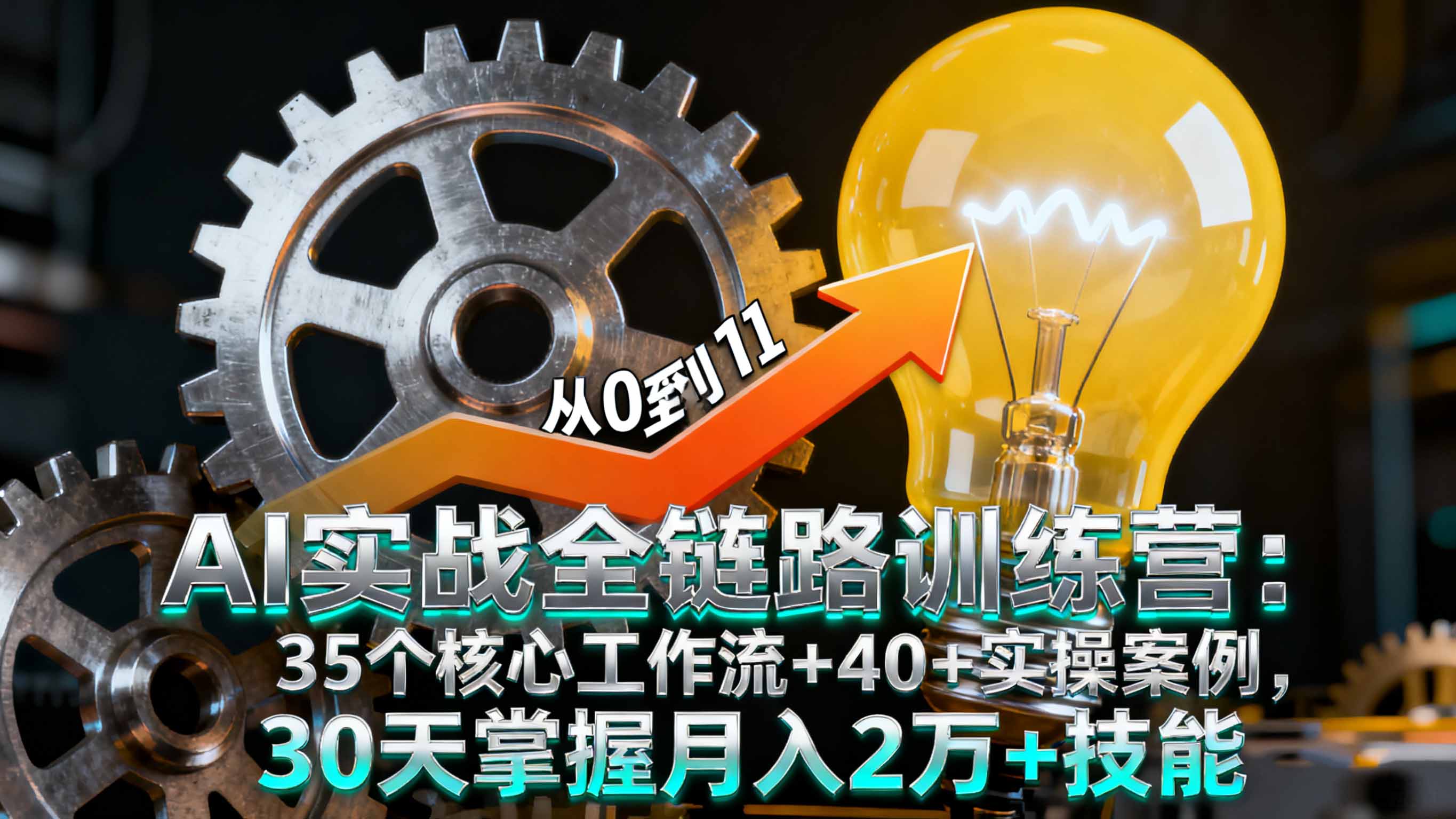 97312e140d01850d0e81417e6427f141.jpeg AI实战全链路训练营:35个核心工作流+40+实操案例,30天掌握月入2万+技能