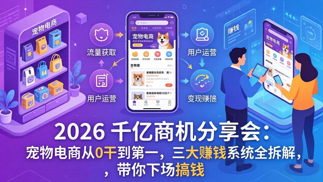 974f8c945617a6044e59b3cfbd923b5b.jpeg 2026 千亿商机分享会:宠物电商从0干到第一,三大赚钱系统全拆解,带你下场搞钱