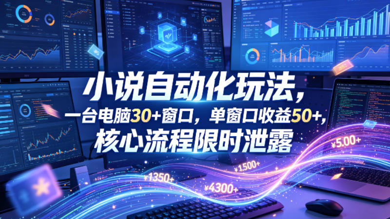 小说挂G自动化玩法,一台电脑30+窗口,单窗口收益50+,核心流程限时泄露【揭秘】-鼎铸网