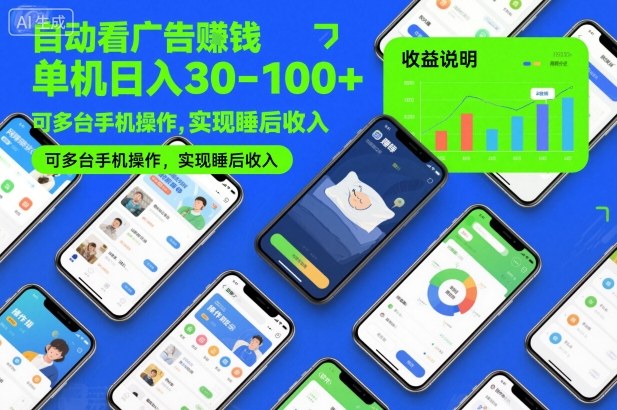 982587f8ac8f6ab2d1a154c2281af71b.jpeg 自动看广告賺钱,单机日入30-100+,可多台手机操作,实现睡后收入【揭秘】