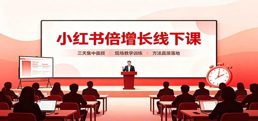 小红书倍增长线下课:三天集中面授,拆解选品、素材制作与起号全链路-鼎铸网