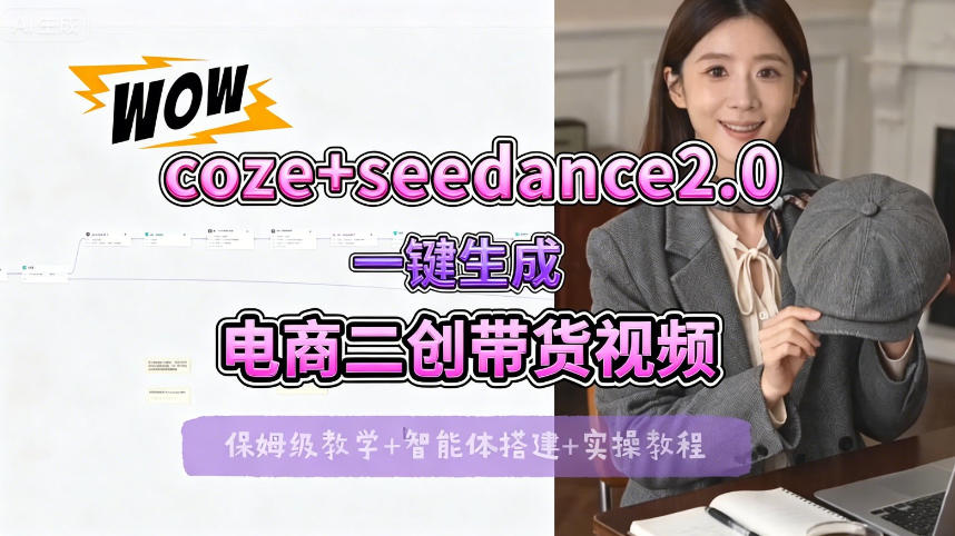 9877d0b24d150be04a635b454af64ac2.jpeg 【Coze工作流搭建实操教程】seedance2.0+coze一键生成电商二创带货视频,全流程保姆级教学