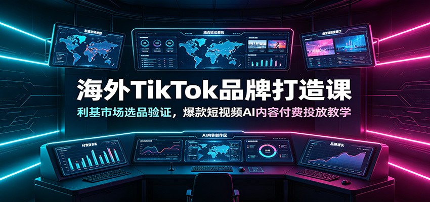 海外TikTok品牌打造课：利基市场选品验证，爆款短视频AI内容付费投放教学-鼎铸网