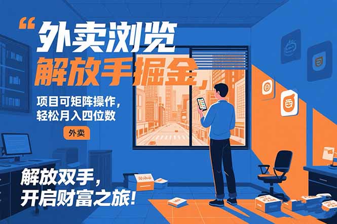 外卖浏览掘金项目 可矩阵操作 轻松日入500+-鼎铸网