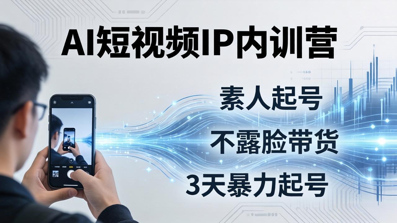 2026AI短视频IP内训营-更新：从素人起号到不露脸带货，3天暴力起号全流程拆解-鼎铸网