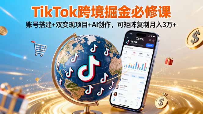 9b137d8023047c60006341484f79ca3e.jpeg TikTo跨境掘金必修课,账号搭建+双变现项目+AI创作,可矩阵复制月入3万+