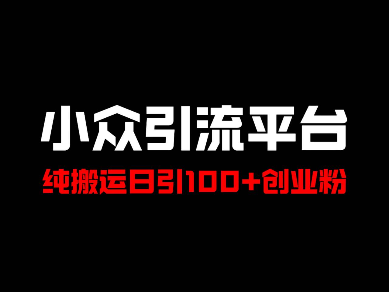 冷门引流平台，纯搬运日引100+高质量年轻创业粉！-鼎铸网