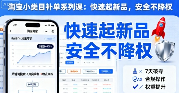 9b7b5e319e984a7759617cf5a5c21233.jpeg 淘宝小类目补单系列课,快速起新品,安全不降权