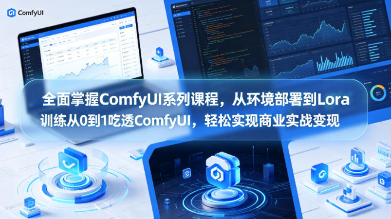 9bb5bd7acbcc2a25f78db34fd7a2a43c.jpeg 全面掌握ComfyUI系列课程,从环境部署到Lora训练从0到1吃透ComfyUI,轻松实现商业实战变现