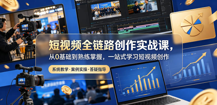 短视频全链路创作实战课,从0基础到熟练掌握,一站式学习短视频创作-鼎铸网