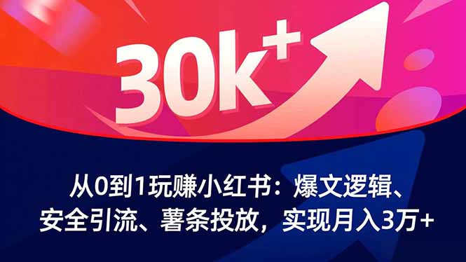 9c7083945554b1efe3d216ab1c743038.jpeg 从0到1玩赚小红书:爆文逻辑、安全引流、薯条投放,实现月入3万+