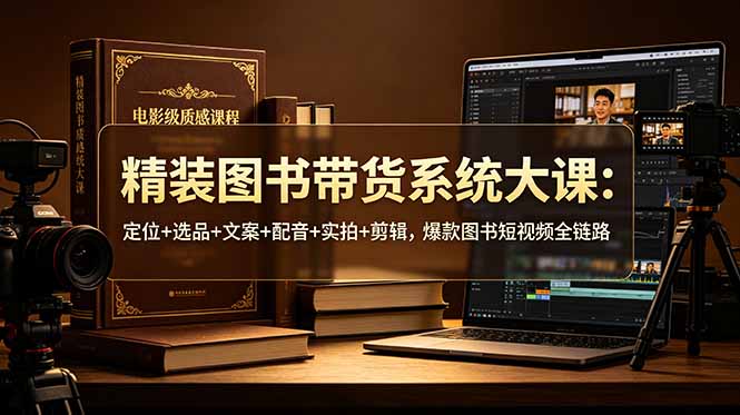 精装图书带货系统大课：定位+选品+文案+配音+实拍+剪辑，爆款图书短视频全链路-鼎铸网