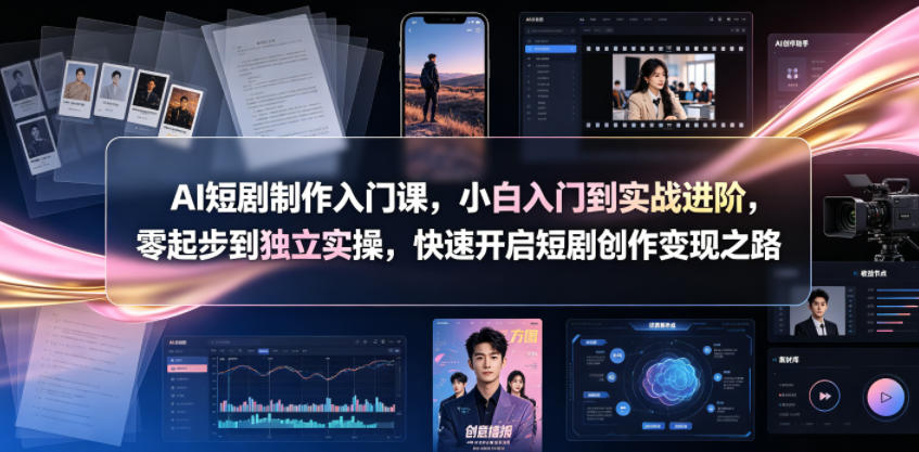 AI短剧制作入门课，小白入门到实战进阶，零起步到独立实操，快速开启短剧创作变现之路-鼎铸网