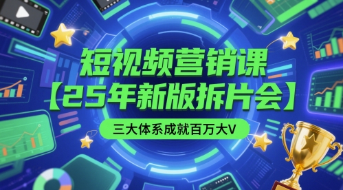 9daad7ae1bb2bd43fb52877fc4f7ade1.jpeg 短视频营销课【25年新版拆片会】三大体系成就百万大V,包含正课、拆片会、手把手教学直播课等
