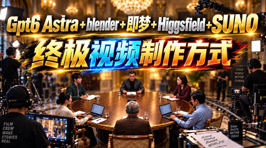 GPT-6 Astra+Blender+即梦+Higgsfield+Suno=终极视频制作方式！-鼎铸网