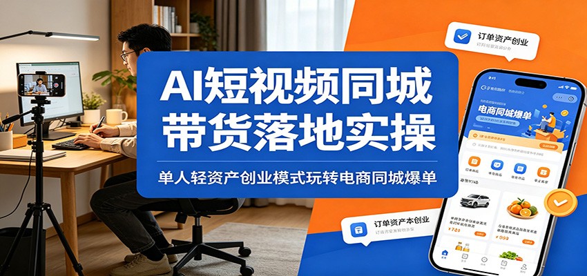 AI短视频同城带货落地实操:单人轻资产创业模式玩转电商同城爆单-鼎铸网
