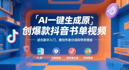 9e09c891227eb2d96e155f4b4b55367f.jpeg AI一键生成原创爆款抖音书单视频,适合新手入门,撸创作者分成和带货佣金【揭秘】