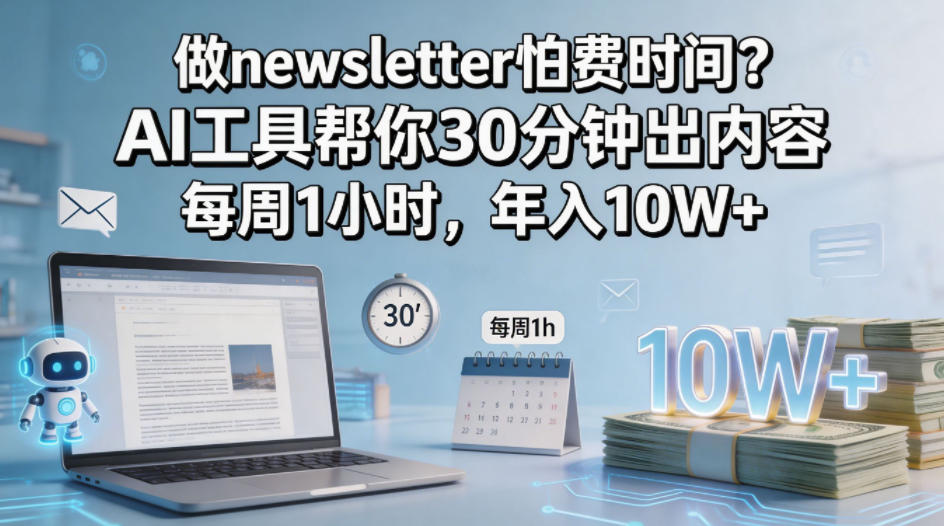 9e4dd33cb4a6c075e92552eff28610d0.jpeg 做newsletter怕费时间?AI工具帮你30分钟出内容,每周1小时,年入10W+!【原创双语字幕】