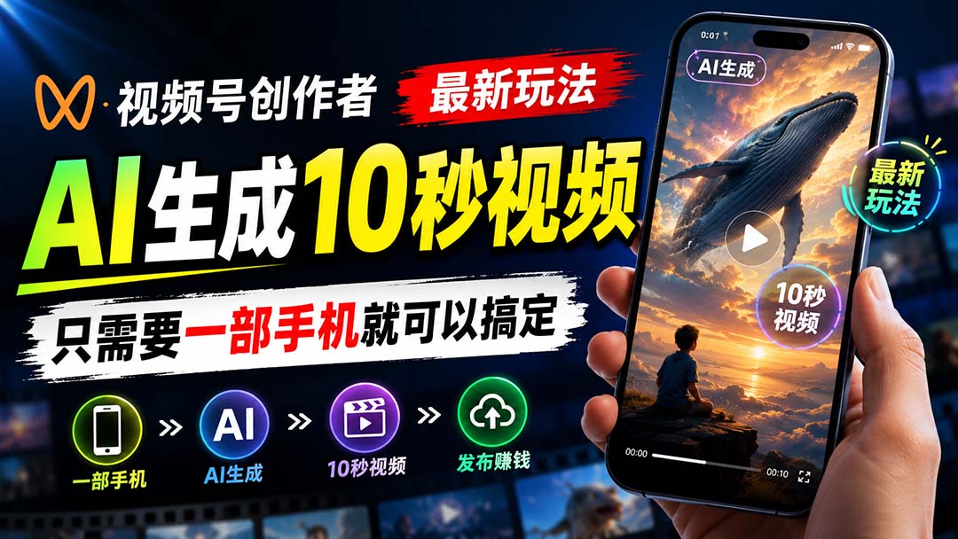 9e70e8ef62a4dc9123684f4481e658ac.jpeg 视频号创作者最新玩法,AI生成10秒视频,只需要一部手机就可以搞定
