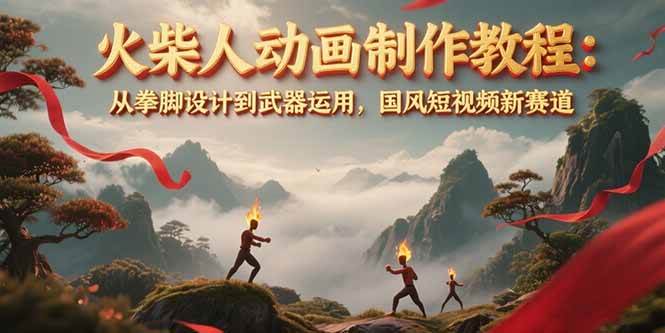火柴人动画制作教程：从拳脚设计到武器运用，国风短视频新赛道-鼎铸网