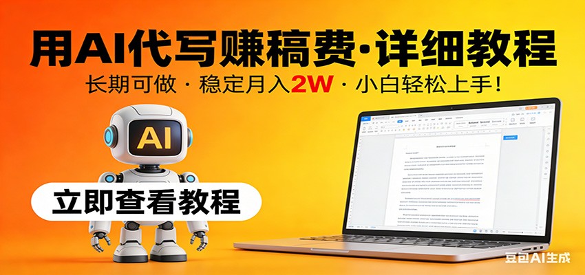 用AI代写赚稿费，详细教程，长期可做，稳定月入2W，小白轻松上手！-鼎铸网