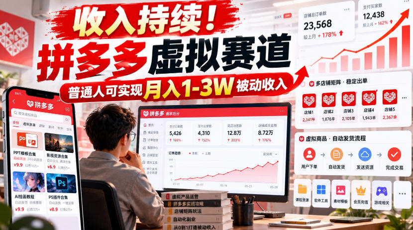 收入持续！拼多多虚拟赛道，普通人可实现月入1-3 W被动收入【揭秘】-鼎铸网