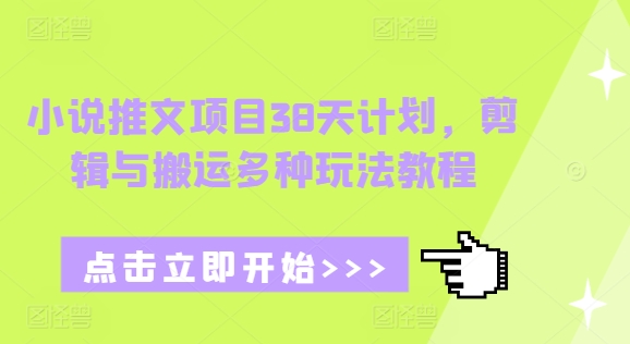小说推文项目38天计划，剪辑与搬运多种玩法教程-鼎铸网
