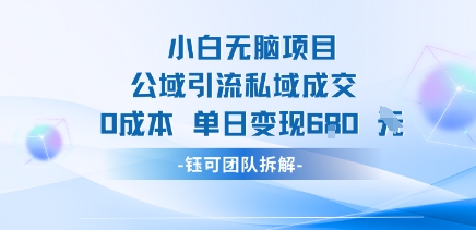 小白无脑项目公域引流私域成交0成本单日变现680米-鼎铸网