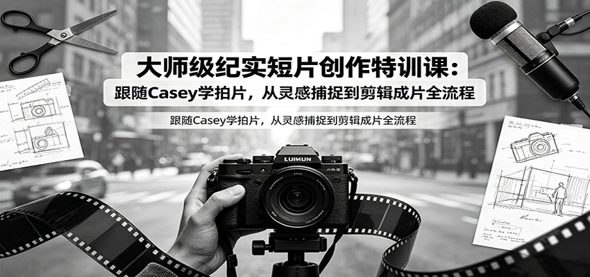 大师级纪实短片创作特训课：跟随Casey学拍片，从灵感捕捉到剪辑成片全流程-鼎铸网