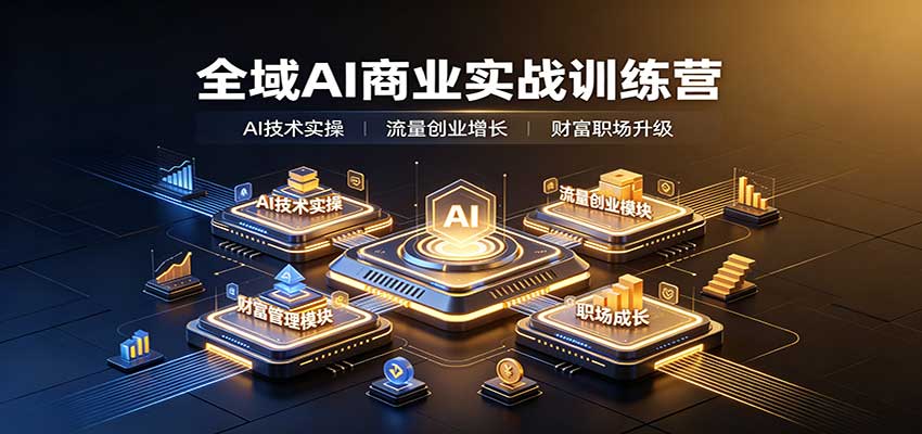 全域AI商业实战训练营:涵盖AI技术实操、流量创业、财富管理与职场成长全体系内容-鼎铸网