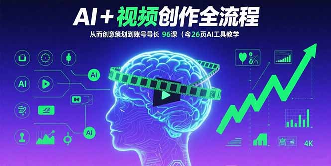 9f4724ac07c933af1b4287d9f4a9efe5.jpeg AI+短视频创作全流程:从创意策划到账号增长,96节课(含26项AI工具教学