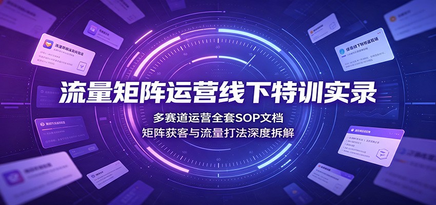 流量矩阵运营线下特训实录:多赛道运营全套SOP文档,矩阵获客与流量打法深度拆解-鼎铸网