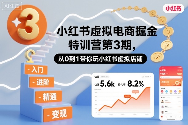 小红书虚拟电商掘金特训营第3期，从0到1带你玩小红书虚拟店铺-鼎铸网