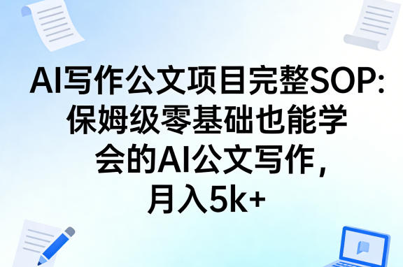 AI写作公文项目完整SOP，保姆级零基础也能学会的AI公文写作，月入5k+-鼎铸网
