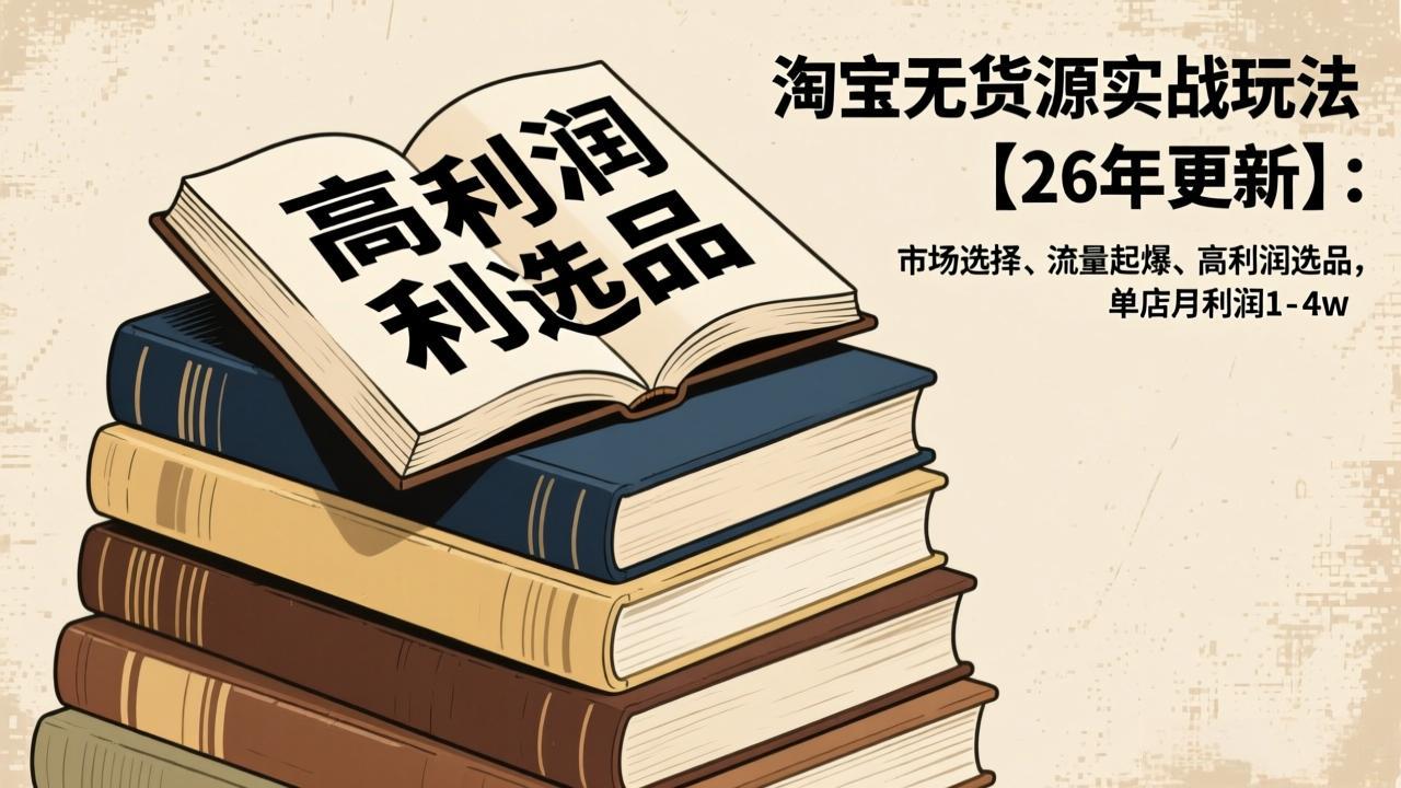 淘宝无货源实战玩法【26年更新】：市场选择、流量起爆、高利润选品，单店月利润1-4w-鼎铸网