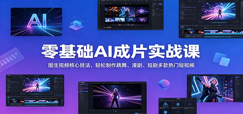 零基础AI成片实战课:图生视频核心技法,轻松制作跳舞、漫剧、短剧多款热门短视频-鼎铸网