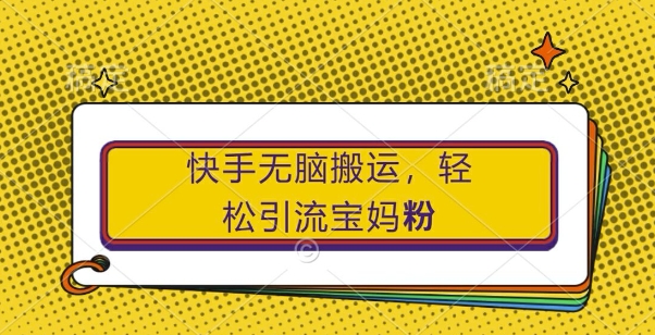 快手无脑搬运，轻松引流宝妈粉，纯小白轻松上手【揭秘】-鼎铸网