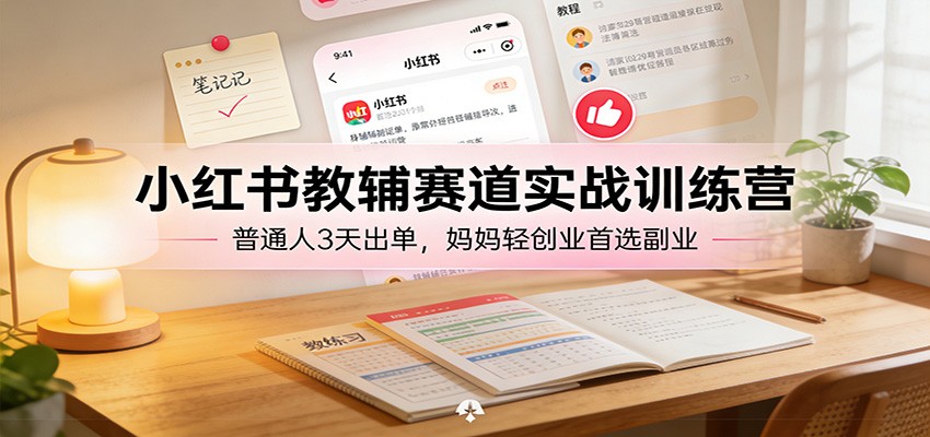 小红书教辅赛道实战训练营：普通人3天出单，妈妈轻创业首选副业-鼎铸网