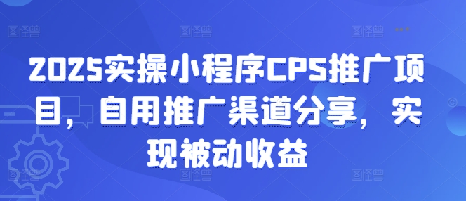 2025实操小程序CPS推广项目,自用推广渠道分享,实现被动收益-鼎铸网