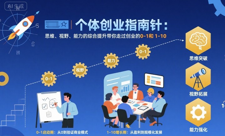 个体创业指南针,思维、视野、能力的综合提升带你走过创业的0-1和1-10【音频】-鼎铸网