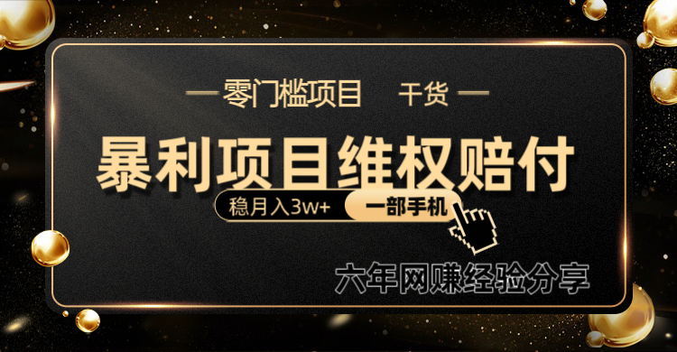 暴利项目线上维权赔付小白月入3w+一部手机改变思维不用剪辑写文案-鼎铸网