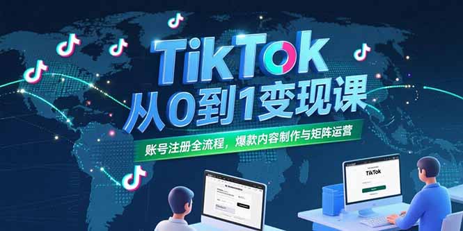 TikTok从0到1变现课，账号注册全流程，爆款内容制作与矩阵运营-鼎铸网