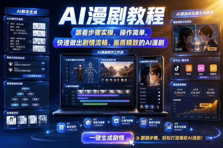 a39470c7c340a6f2bfcd7d6135afae22.jpeg AI漫剧教程,跟着步骤实操,操作简单,快速做出剧情流畅、画质精致的AI漫剧