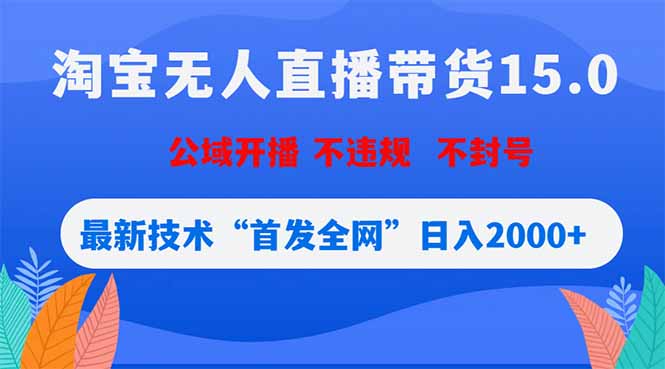 淘宝无人直播带货15.0,不封号,不违规,公域玩法,首发全网日入2000+-鼎铸网