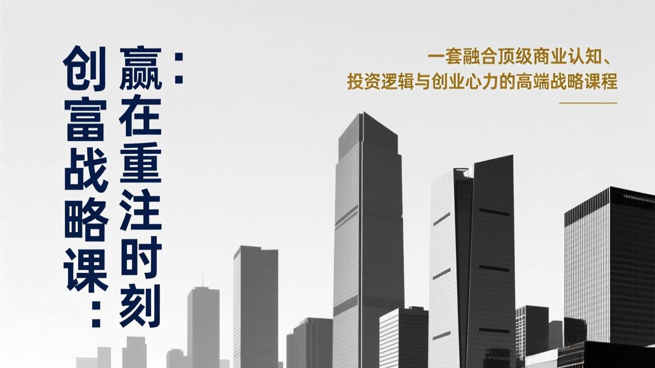 《创富战略课:赢在重注时刻》一套融合顶级商业认知、投资逻辑与创业心力的高端战略课程-鼎铸网